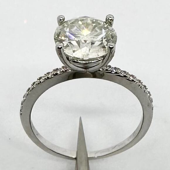 Moissanite Diamond Engagement Ring 2 Ct Brilliant 18K Finish GRA Size 6 - Picture 2 of 12
